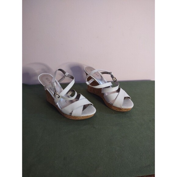 Guess Women's White Wedge Heel 8 Summer Cute - Picture 1 of 5
